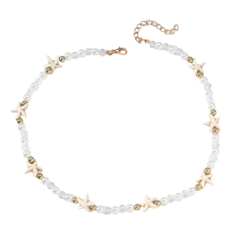 Beach Vacation Jewelry Delicate Ocean Beads Necklace Comfortable Neck Jewelry Suitable for a Marine Inspired Outfit