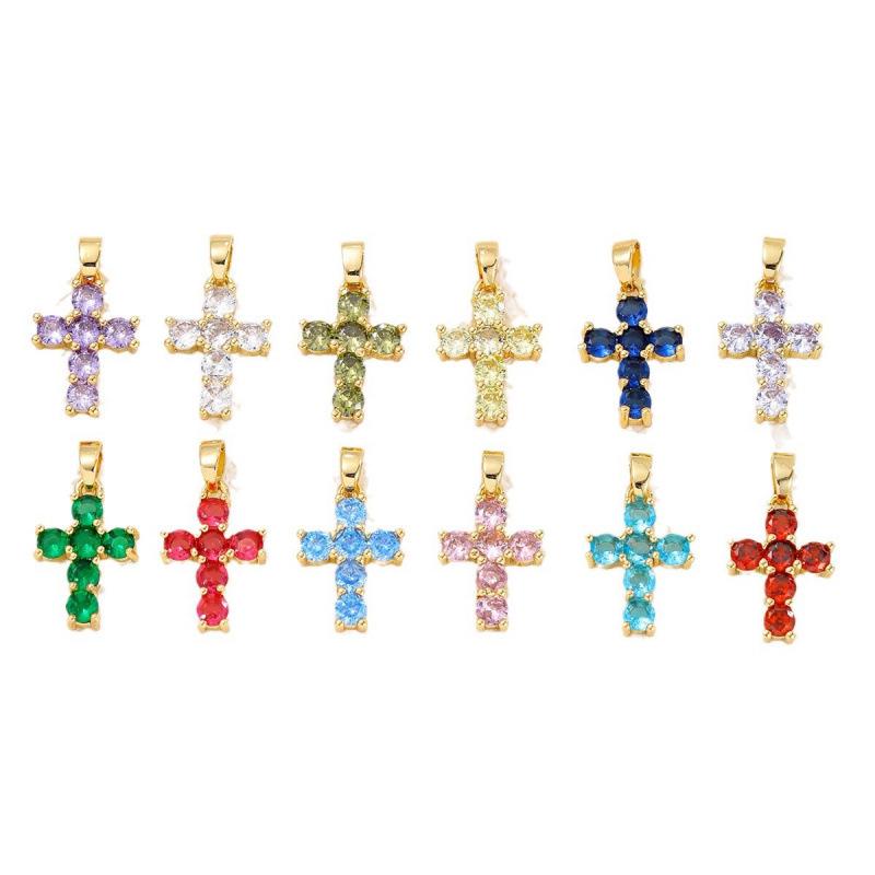 Elegant European and American Zircon Cross Necklace for Women