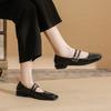2305 Flat Shoes Women's Thick Heel New Square Head Word with Mary Jane Shoes Retro Light Mouth Low Heel Silver Single Shoes
