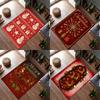 Christmas Carpet Red Rug Snowman Christmas Tree Design Rug Living Room Home Decor Sofa Rug Bedroom Bedside Rug Festival Decor