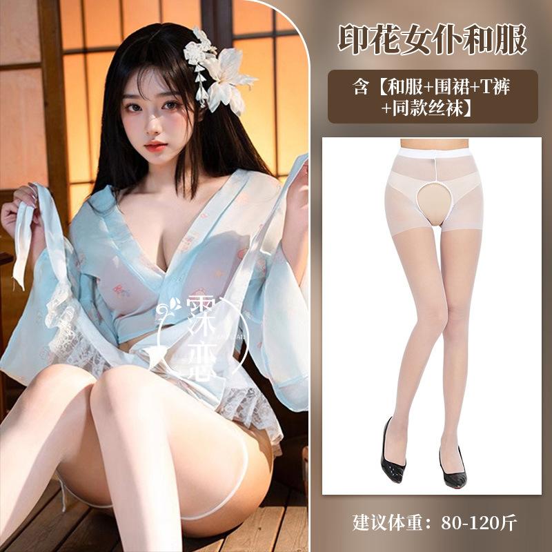 Sexy Lingerie Bunny Private Room Japanese-style Printed Kimono Suit Sexy Pure Desire Nightclub Maid Outfit