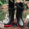 Men's Rain Boots Long Cotton Removable Fishing Kitchen Work Car Wash Waterproof Boots Non-slip Rubber Shoes Men's Water Shoes