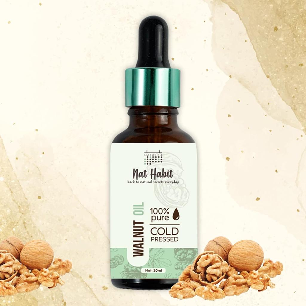 Nat Habit Walnut Oil For Deep Skin And Hair Nourishment Cold Pressed Pure Oil For Natural Radiance And Strength 30ml