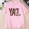 Yall Cowboy Boot Print T Shirt Women Crewneck Casual Wear for Women Western Style Country Music T-shirt Short Sleeve Tees