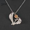 Three-dimensional Carved Rose Necklace Valentine Day 3D Heart Pendant Adjustable