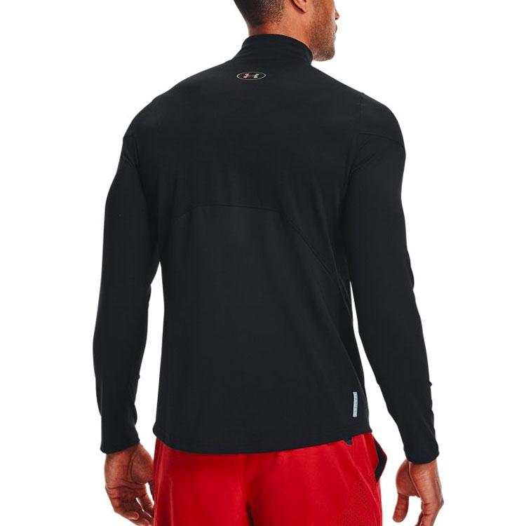 Under Armour Rush Series Solid High Collar Sports T-Shirt Men Tops Black 1366059-001