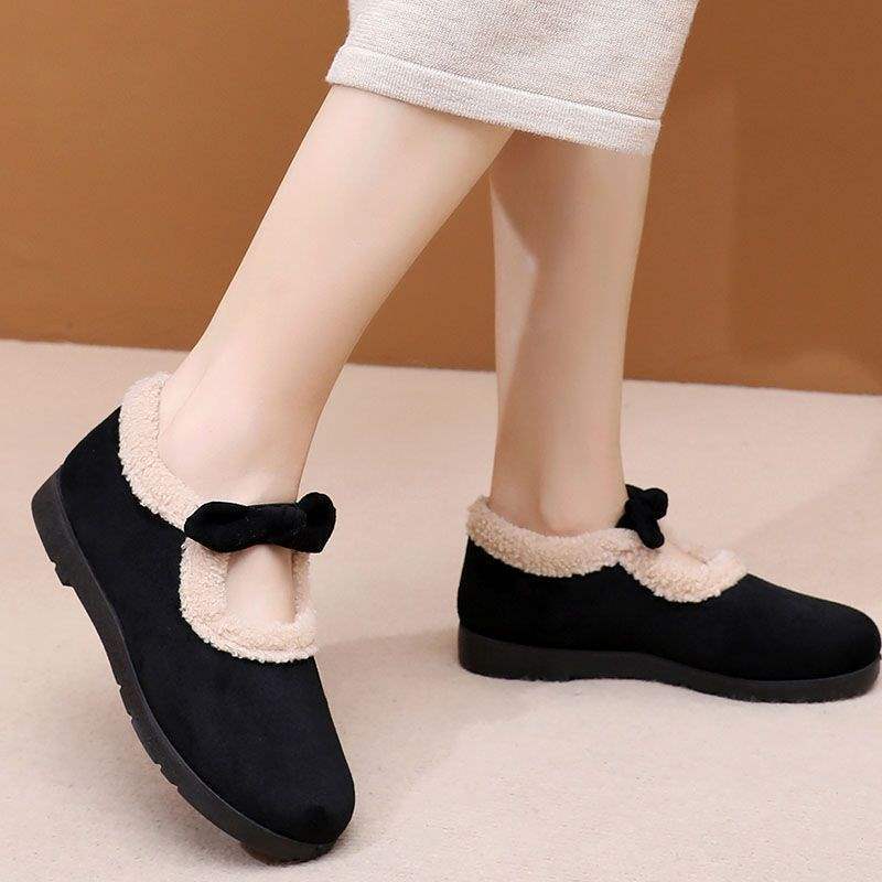 Winter thickened and velvet casual women's cotton shoes, old north cloth shoes, new external wear feeling ugly and cute Mao Mao Doudou shoes
