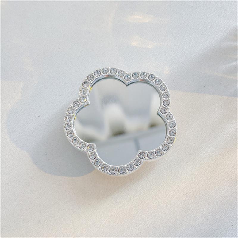 

INS Korean Cute 3D Diamonds Love Heart Make Up Mirror Griptok Bracket For iPhone 14Pro Phone Holder Ring Support Stand Grip Tok