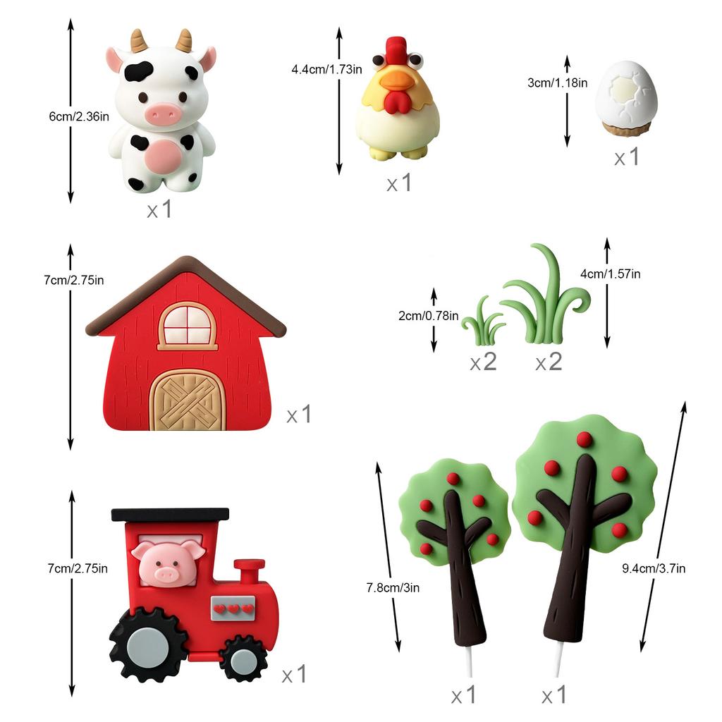 Farm Animal Cake Topper Farm Cow Cake Topper Cartoon Animal Cake Topper Farm Animal Themed Birthday Party Decorations