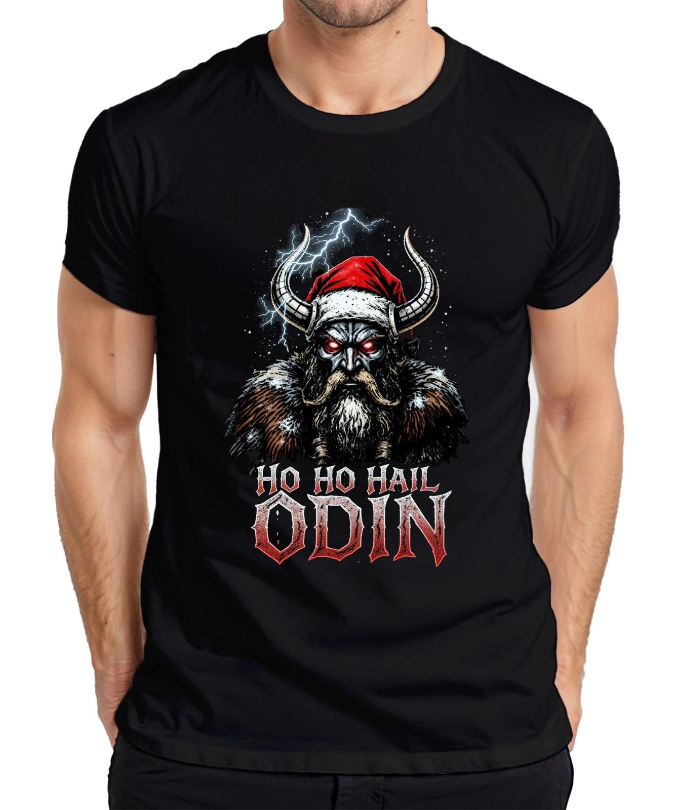 Ho Ho Hail Odin Wikinger Santa Hörner Bart Rote Augen Norse Metal Herren T-Shirt S
