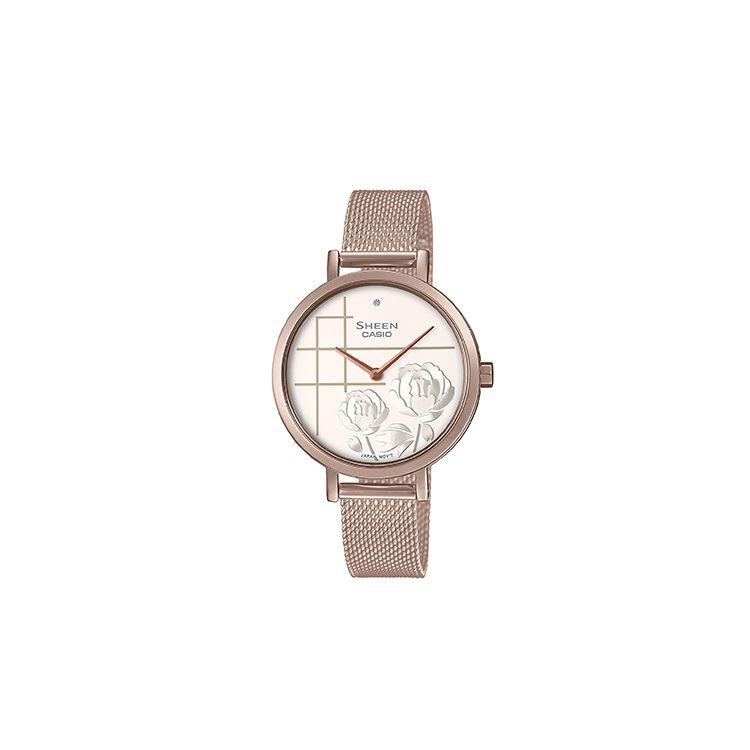 

Casio Sheen Floral Theme Peony Series Lightweight Sapphire Glass Business Quartz Movement Metal Strap Watch Pink Dial SHE-C140CGM-7AUPFH-PERSON White Dial