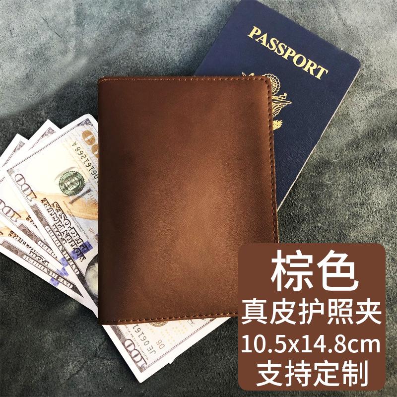 Set Multi-color Optional, Enterprise LOGO Genuine Leather Luggage Tag Passport Cover Bag