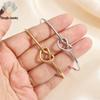 Cross-Border Love Knot Titanium Bangle - Versatile Peach Heart Open Bracelet, Vacuum-Plated Stainless Steel Jewelry