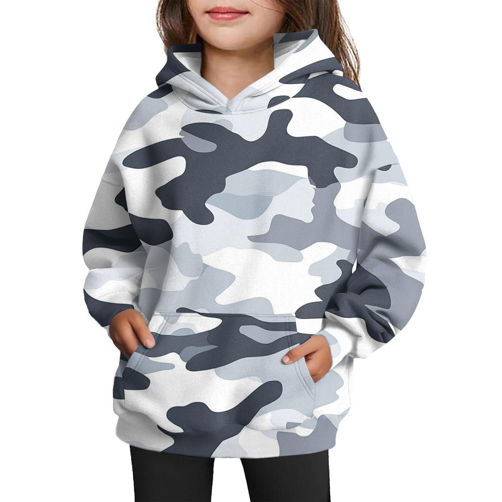 Girls' Hooded Tie- Sweatshirt - Pullover Print Top
