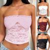 Cross-Border Foreign Trade Women Clothes Spring Summer New Y2g European and American Sexy Tube Top Navel Hollow Solid Lace Top
