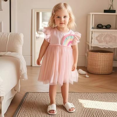 Kız Çocuk Moda Tül Elbise Yaz Çocuk Sevimli Prenses Elbisesi