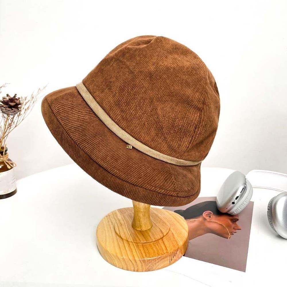 Temperament Corduroy Pullover Cap Solid Color Anti-cold Bucket Hat Winter Fisherman Hat  Daily