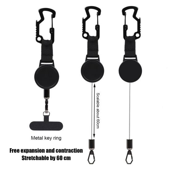 Anti-Theft Phone Tether Retractable Steel Line Cellphone Strap Universal Phone Lanyard with Locking Carabiner And Metal Tether Tab for Outdoor Hiking