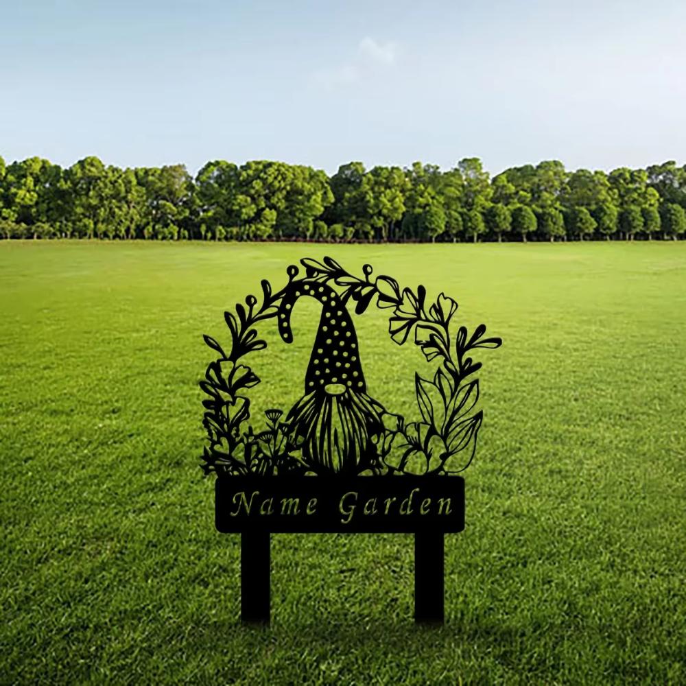 **1. Metal Gnome Garden Stake Iron Yard Sign Outdoor Lawn Decor** **2. Handmade Iron Gnome Yard Stake Unique Garden Gift for Gardener**