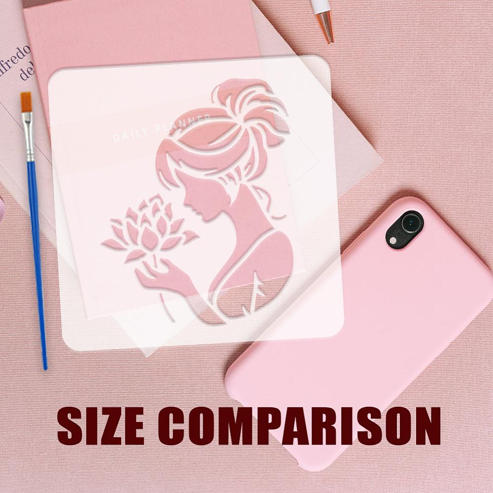 4Pcs 4 Styles PET Hollow Out Drawing Painting Stencils for DIY Scrapbook Photo Album Human 150x150mm 1pc/style