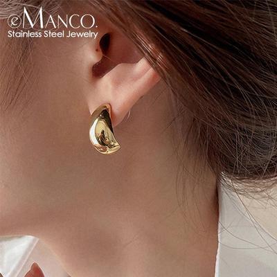 EManco 18K Gold Wassertropfen Titanstahl Geometrische Ohrringe für Damen
