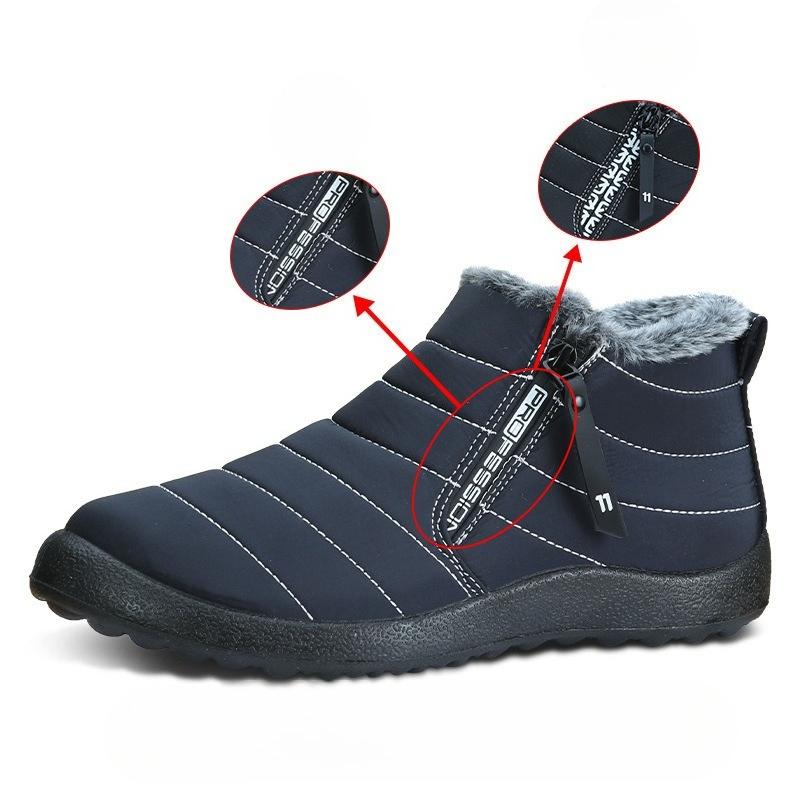 Men's High Quality Winter Snow Boots with Collar & Zipper Closure - Slip-Resistant EVA Sole, Warm Fabric Upper