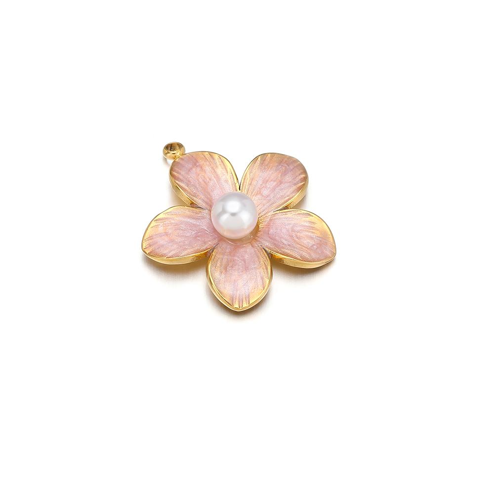 5pcs Stainless Steel 18K Gold Color Enamel Colorful Flower Charms Pendants for DIY Jewelry Necklace Making Bracelets Accessories