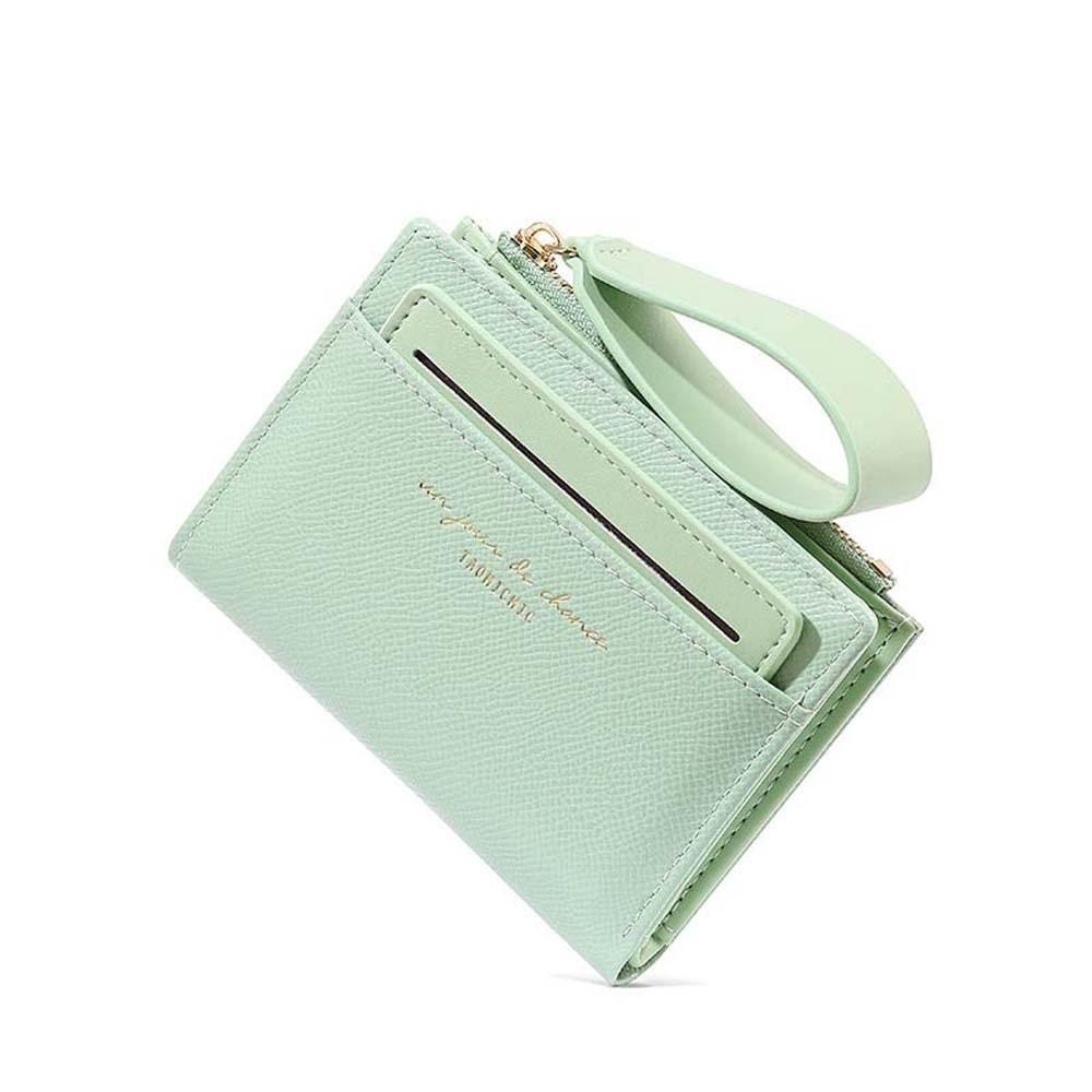 Portable Solid Color Card Bag Multiple Card Lady Short PU Purse Women Folding Wallet Business