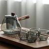 Japanese 650ml Side Wooden Handle Heat-resistant Glass Teapot With Infuser Liner Brewing Puer Oloong Tea Pot Kungfu Tea Set