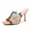 Plus Size 35-42 Shoes for Women 2025 Summer Fashion Women Super High Heel Casual Slip On Sandals Embroidery Sandalias Mujer