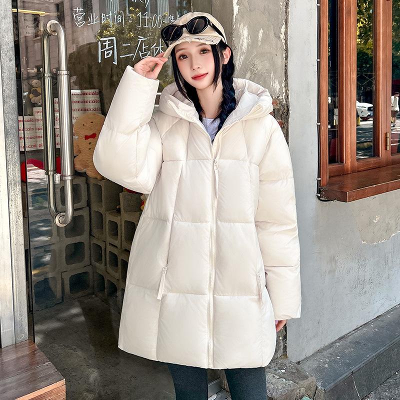 Cotton-padded Women Puffs Soft Bread Clothing Autumn and Winter New Hooded Padded Student Cotton-padded Jacket Long Cotton-padded Jacket.