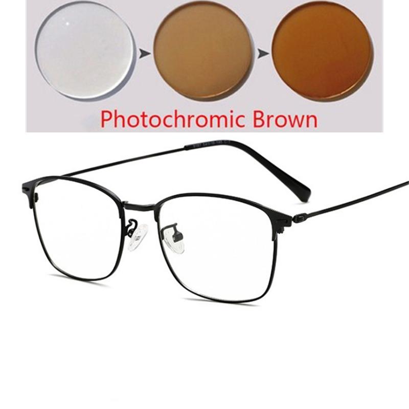 Sun Photochromic Lens Square Nearsighted Glasses Anti Blue Light Computer Prescription Eyeglasses Diopter 0 to 4 0