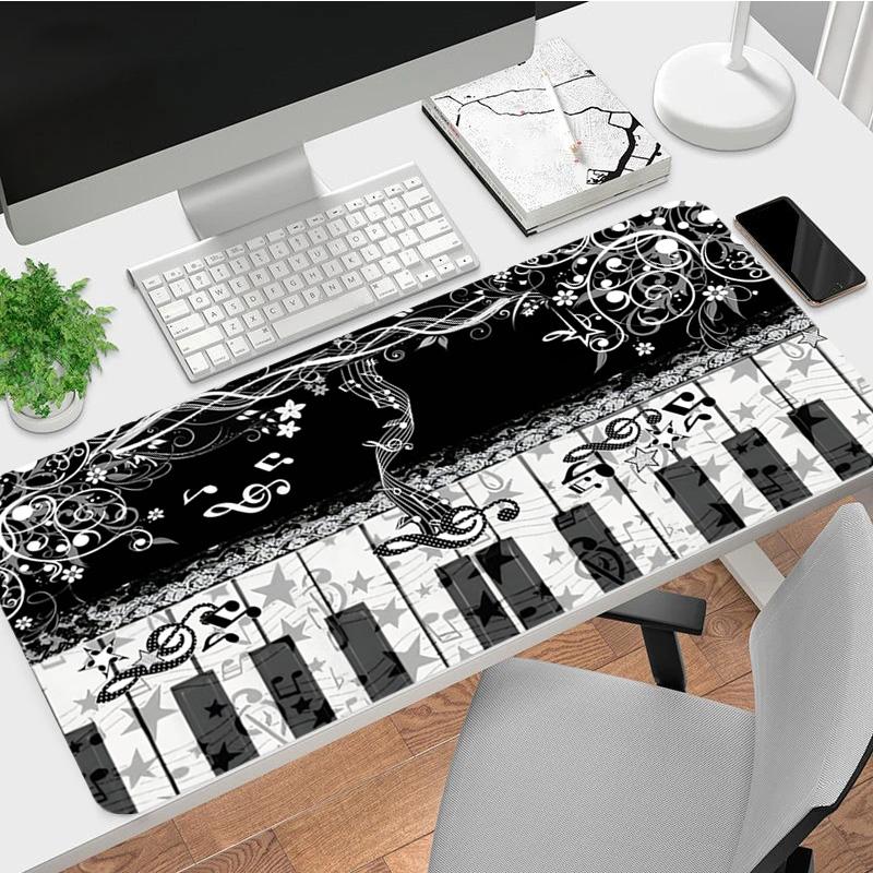 Music Notes Xl Gaming Mouse Pad Nonslip Rubber Base Stitched Edge Waterproof Desk Mat For Pc Laptop Gamer Office Computer Accessories C92912