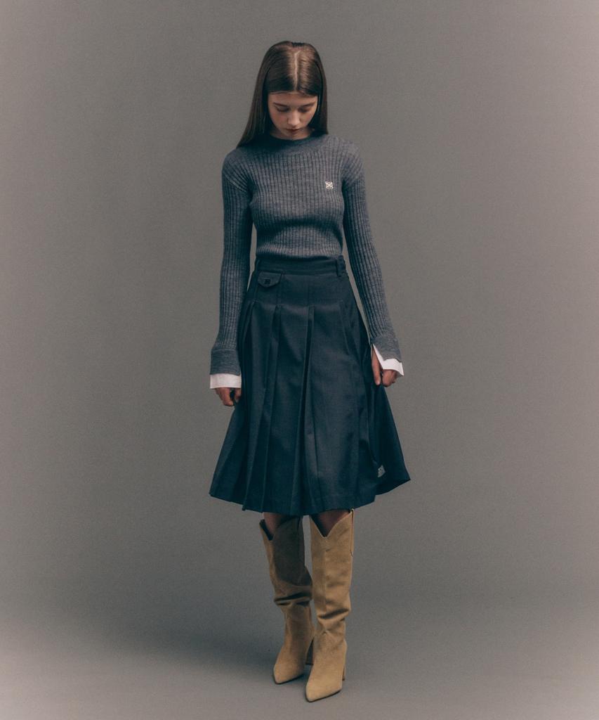 Seteo (W) Cuff Mock Neck Knit Melange Gray