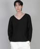 Seinteukeulu Plain Big V-Neck Long Sleeve Tee Bigv-879 Black