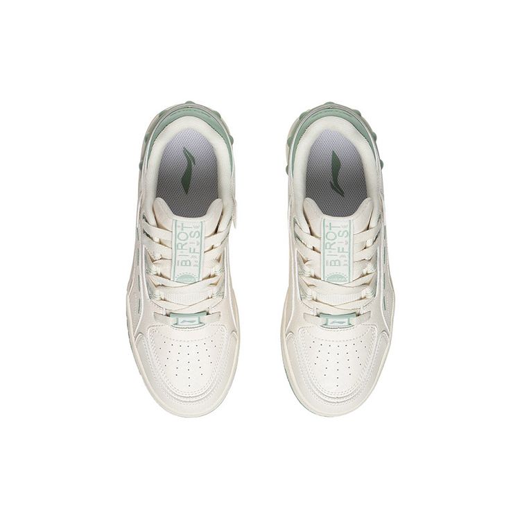 Li-Ning Lightweight Durable Low-Top Skate Shoes Women Sneakers White Green AGCS248-3