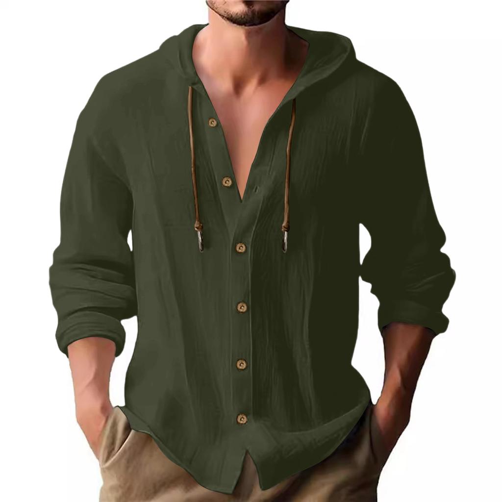 Men's Summer New Loose Print Long Sleeve Shirt Cardigan Beach Shirt