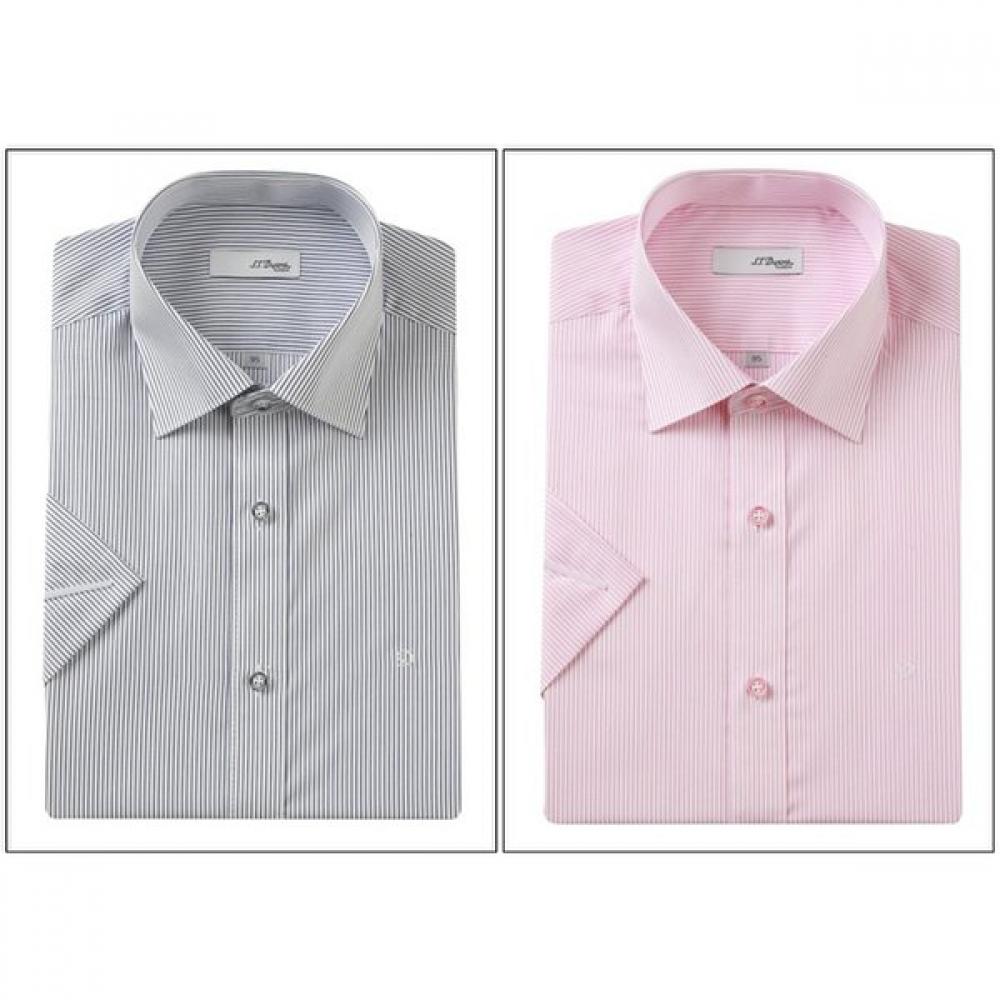 S.t. Dupont Men 120s Twill Pinstripe Short Sleeve Slim Fit Shirt Se5mm21hs310sny 1)SE5MM310NY/100