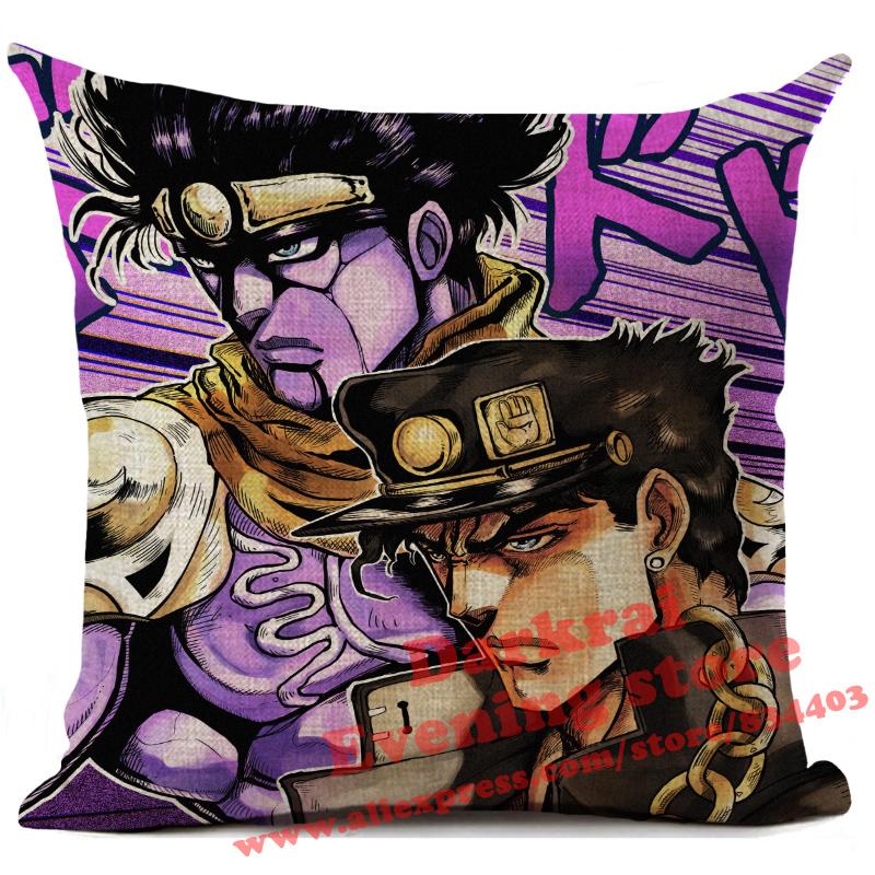 Jojos Bizarre Adventure Japanese Harajuku Manga Cushion Cover Living Room Sofa Square Throw Pillows Home Decoration Pillowcase