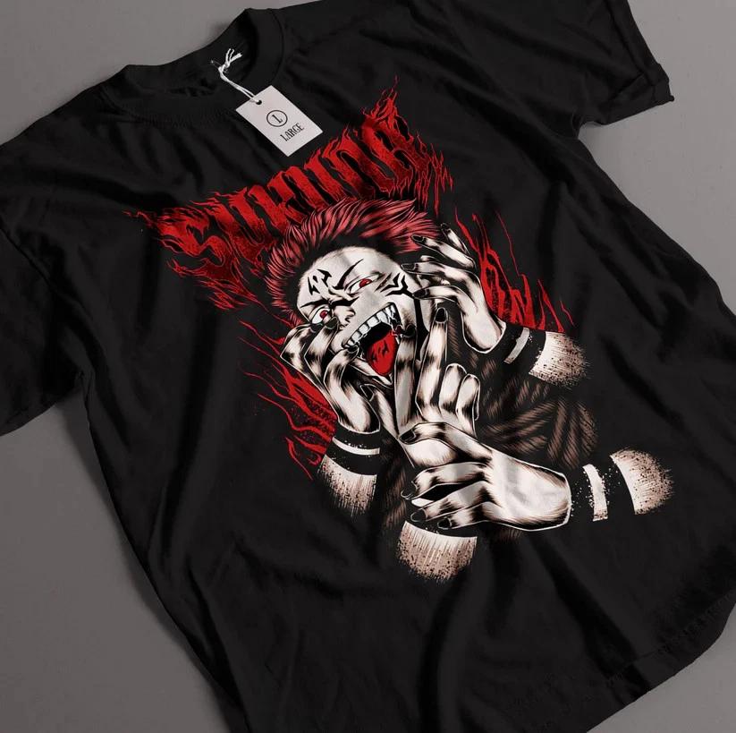 Anime Jujutsu Kaisen Sukuna Black T Shirt Size S 4xl S
