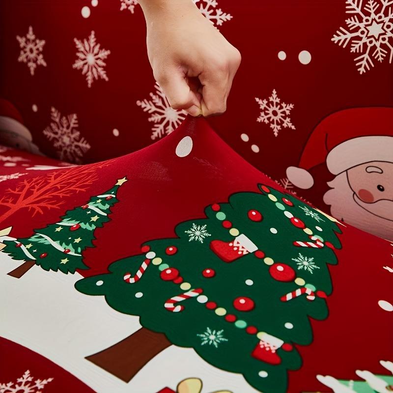 Christmas Printed Sofa Cover 1/2/3/4 Seater Stretch Fabric Couch Slipcover Elastic Sofa Protector for Living Room Xmas Decoration