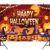 1 piece of Halloween photo backdrop - Trick-or-Treat or Sweet Treat Pumpkin Head theme, festive horror design