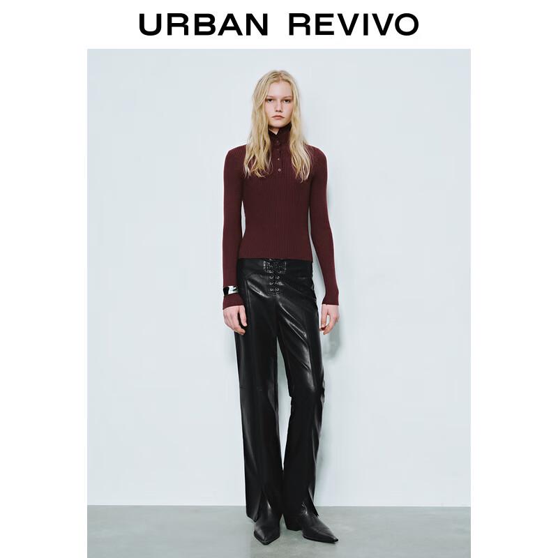 UR 2025 Spring Women's PU High-Waist Straight-Leg Pants UWJ650004