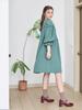 L By L Green Square Neck Shirred Dress