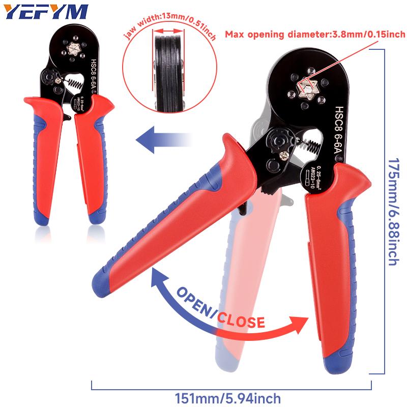 HSC8 6-6AR Electrician Crimping Pliers Set Upgraded Tubular Terminal Cold Crimping with Needle Clamp Wire Wiremappers