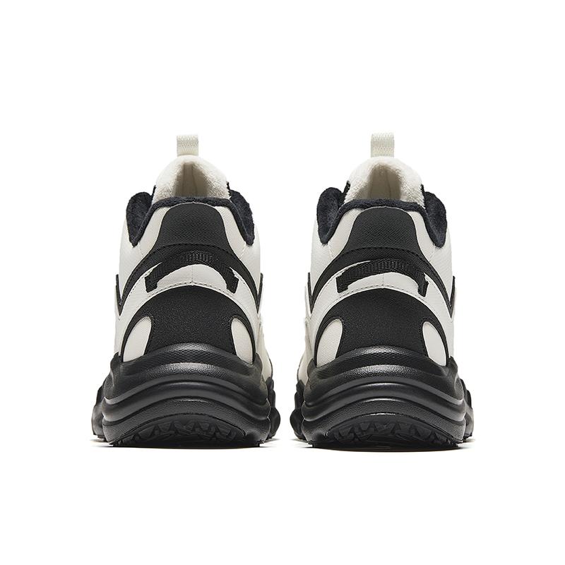 New Anta Walker Slip-Resistant Warm Mid-Top Casual Shoes Women's White Black 922448904-2