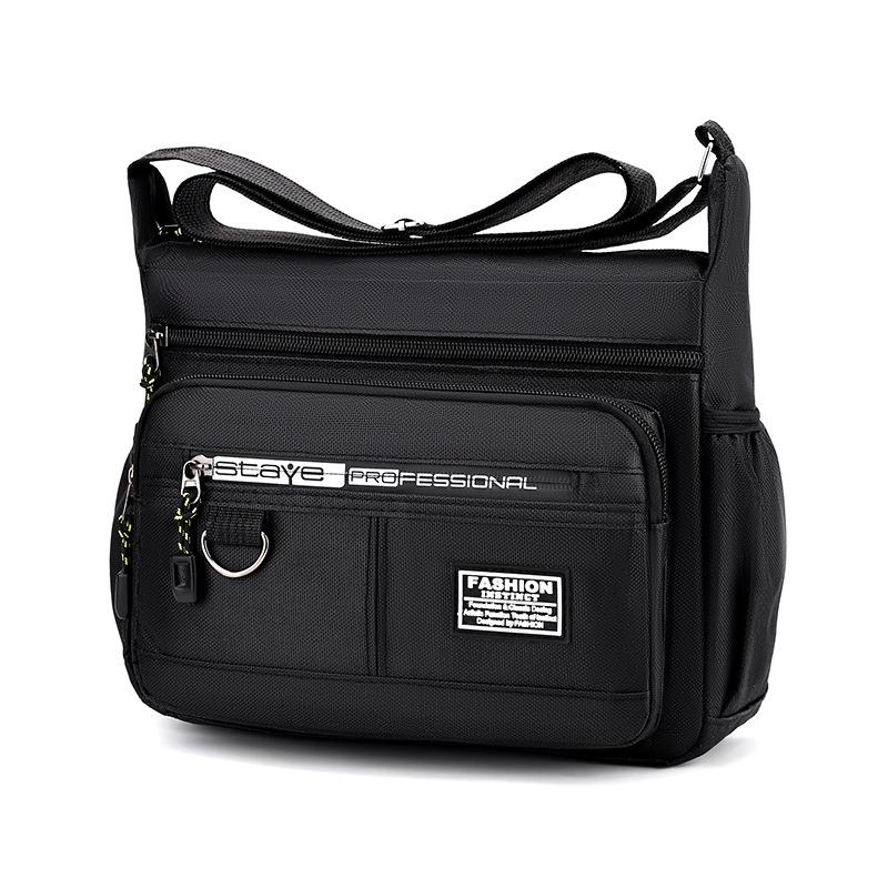 Men'S Crossbody Messenger Satchel - Multi-Layered Pockets, Adjustable Shoulder Strap, Business Single Shoulder Bag