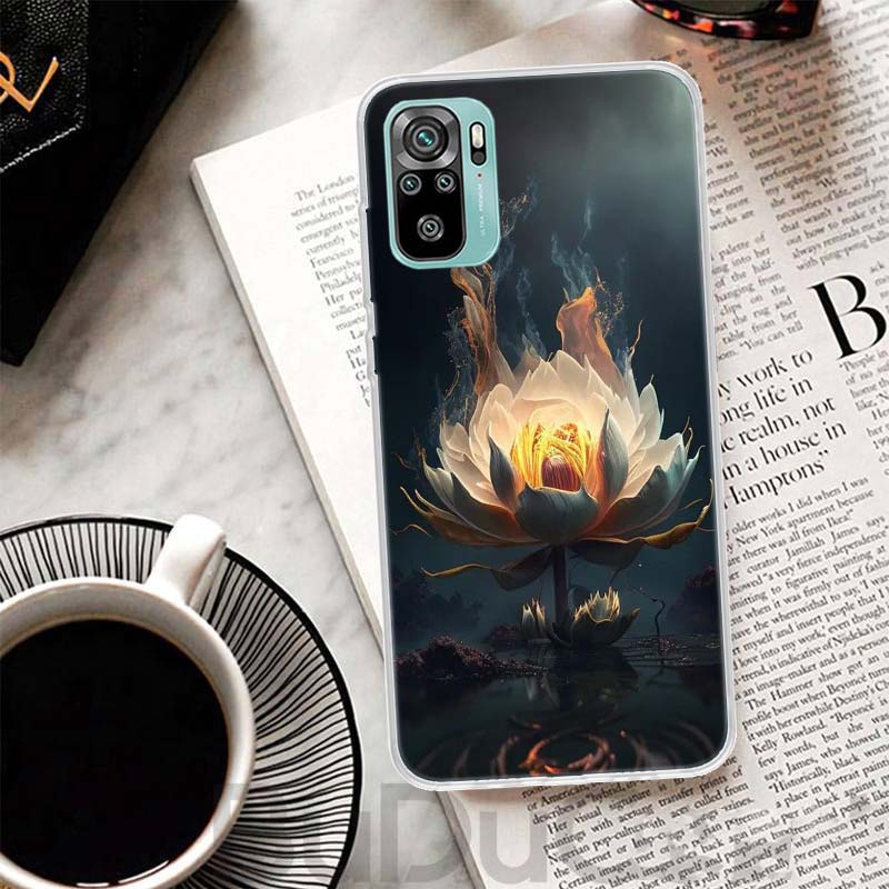 Buddhist Fire Lotus Cover For Xiaomi Redmi Note 10 9S 9 8T 8 Pro 7 5 Mi 9T 10T 11T 12T 11 12 Lite 12X A3 A2 A1 Print Coque