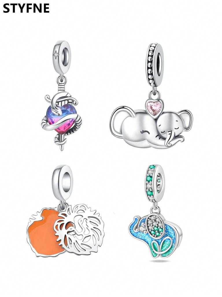 Copper Metal Plated Authentic Original Cute Elephant Bead Components Compatible With Bracelet High Quality Fine Jewelry Women's High Quality Fine