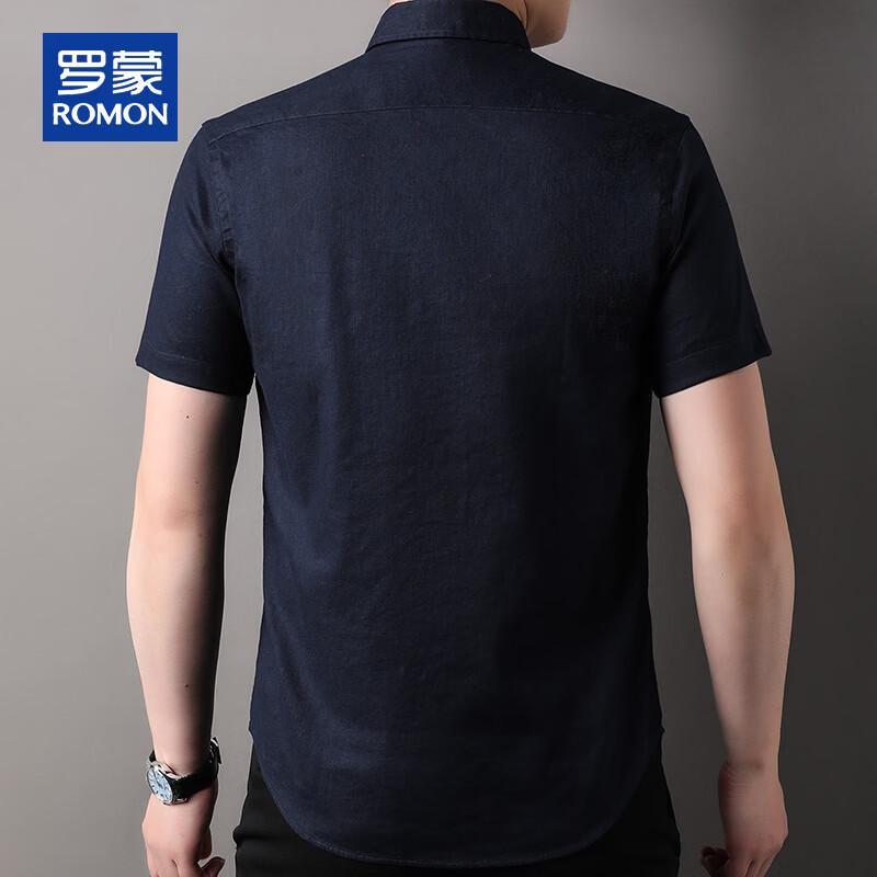 ROMON Men's Summer Linen Blend Short Sleeve Casual Shirt